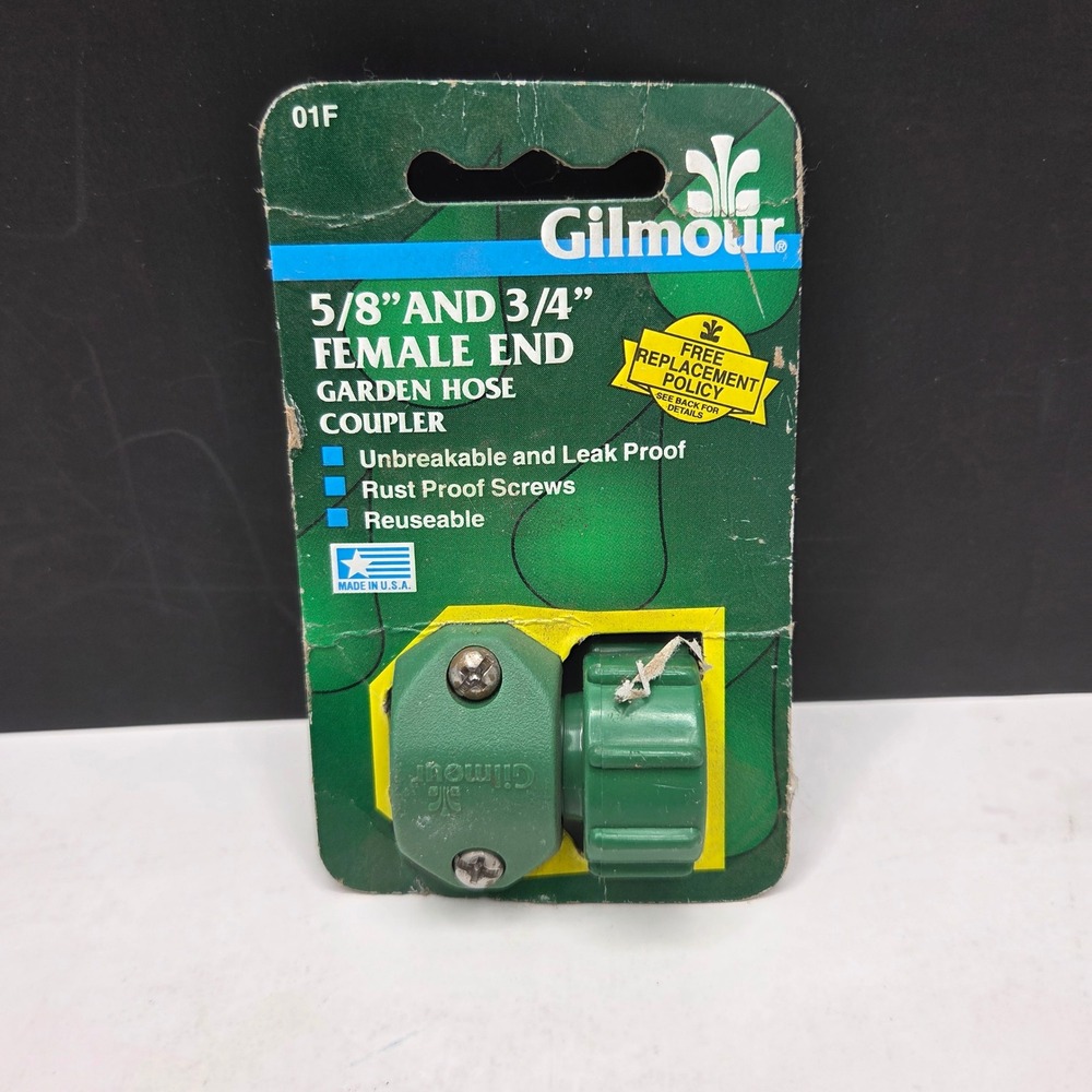 Gilmour Garden Hose Coupler Female End 5/8" 3/4" Green Mender Repair USA Made